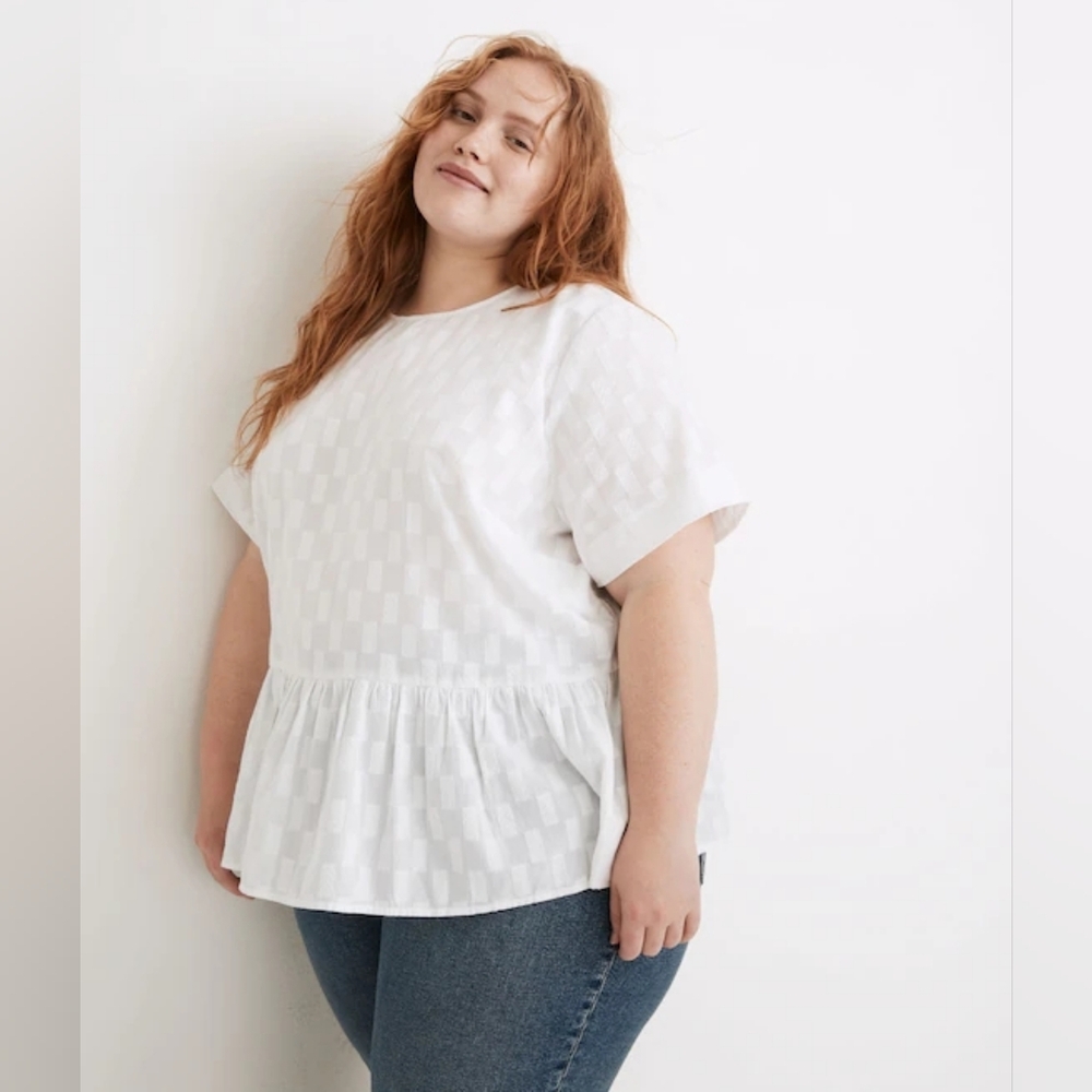 Madewell Medford Top In Jacquard White XL New